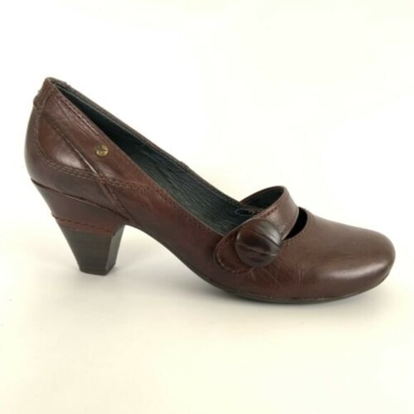 Pikolinos Pumps Size 38 US 7 Brown Leather Mary Jane Square-toe Block Heel - Picture 2 of 11